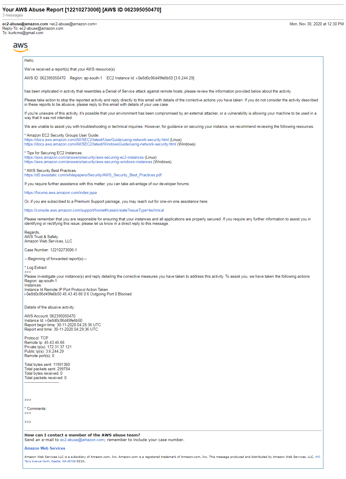 Managed SD-WAN Service - AWS DoS Alert